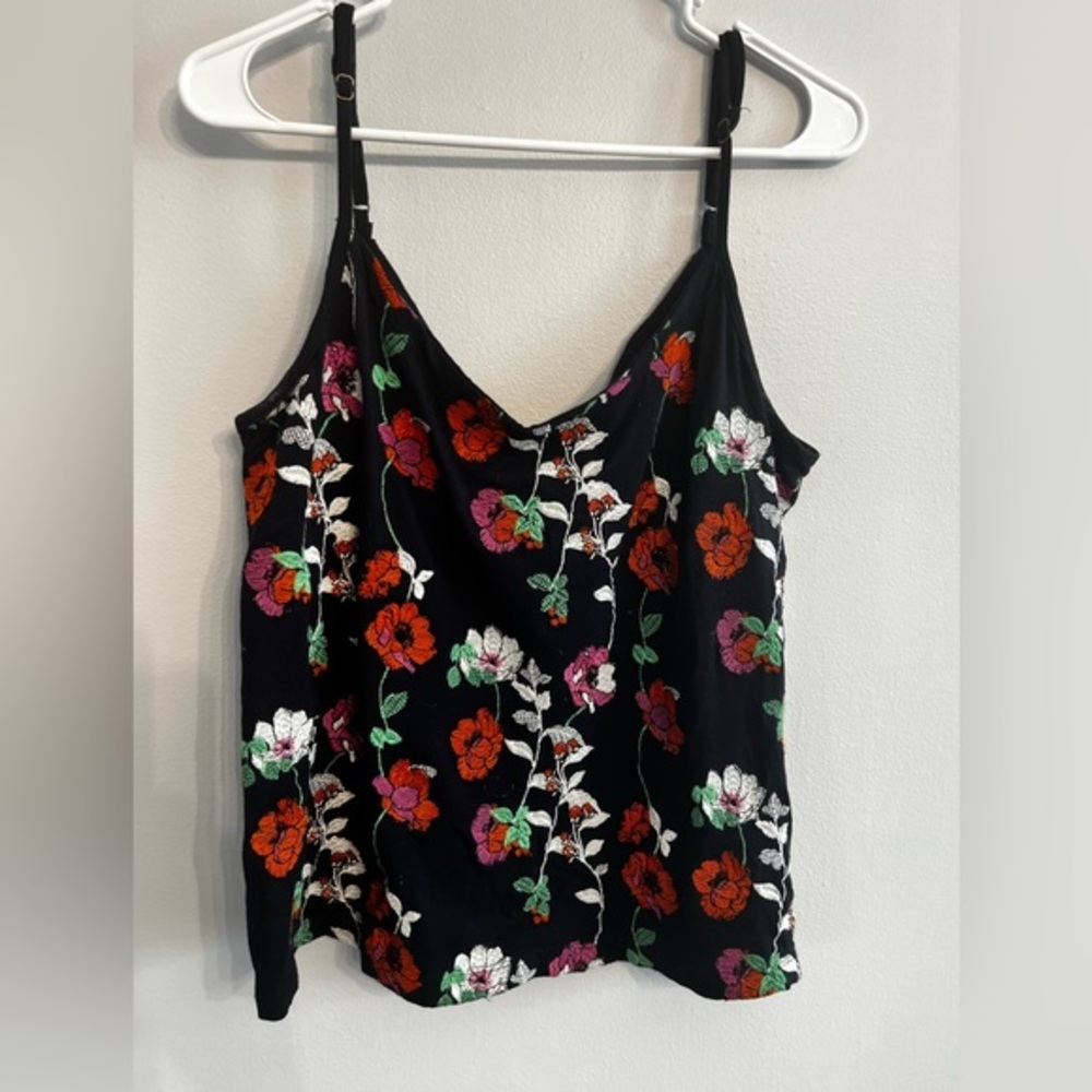 Anthropologie Black Floral Embroidered Top